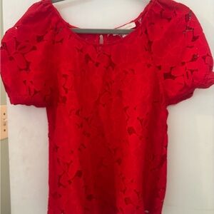 Monteau Vibrant Red Lace Blouse